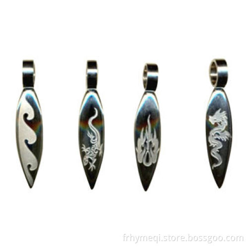 Surfing stainless steel pendant, laser pattern
